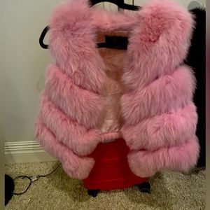 Pink fox fur vest
